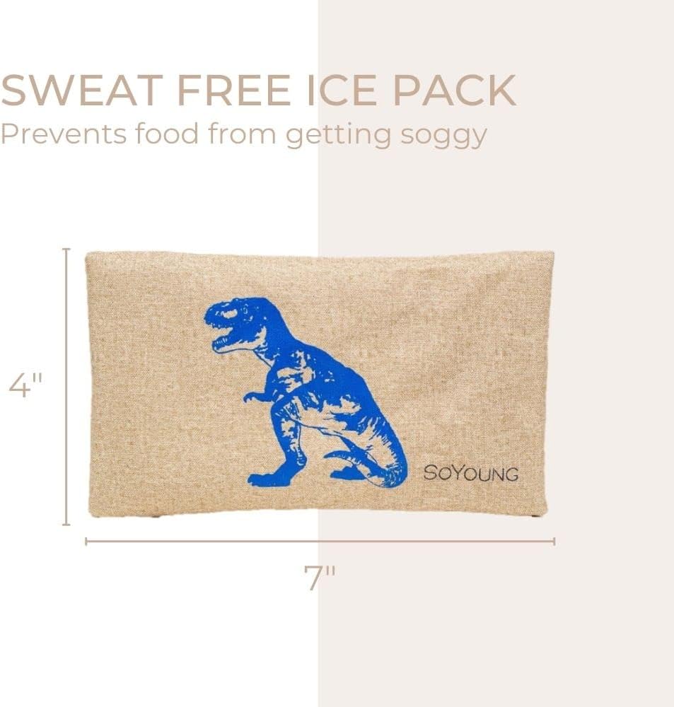 SoYoung Ice Pack - Adults - Kids - Lunch Boxes - Coolers - Backpacks - Eco-Friendly - Non-Toxic - Blue Dinosaur