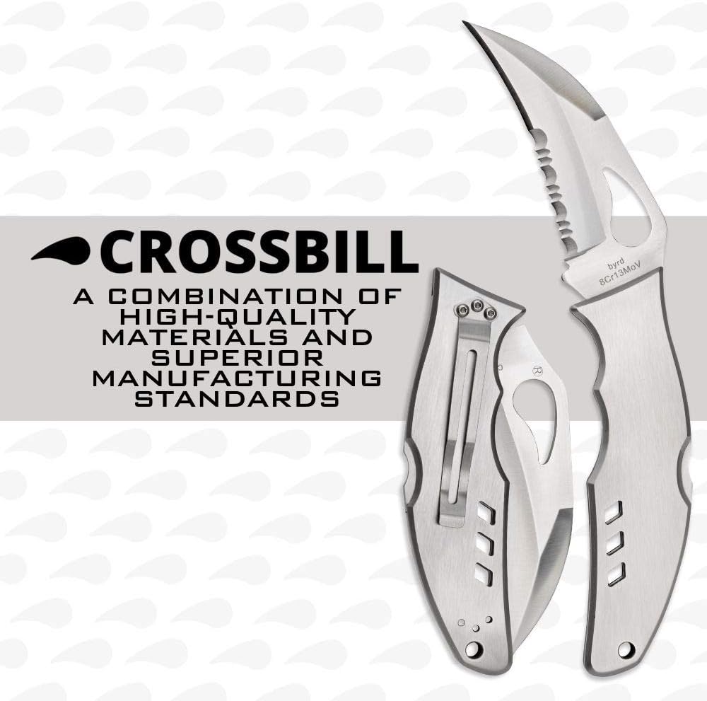 Spyderco Byrd Crossbill Knife with 3.25" Steel Hawkbill Blade and Durable Stainless Steel Blade -CombinationEdge - BY07PS
