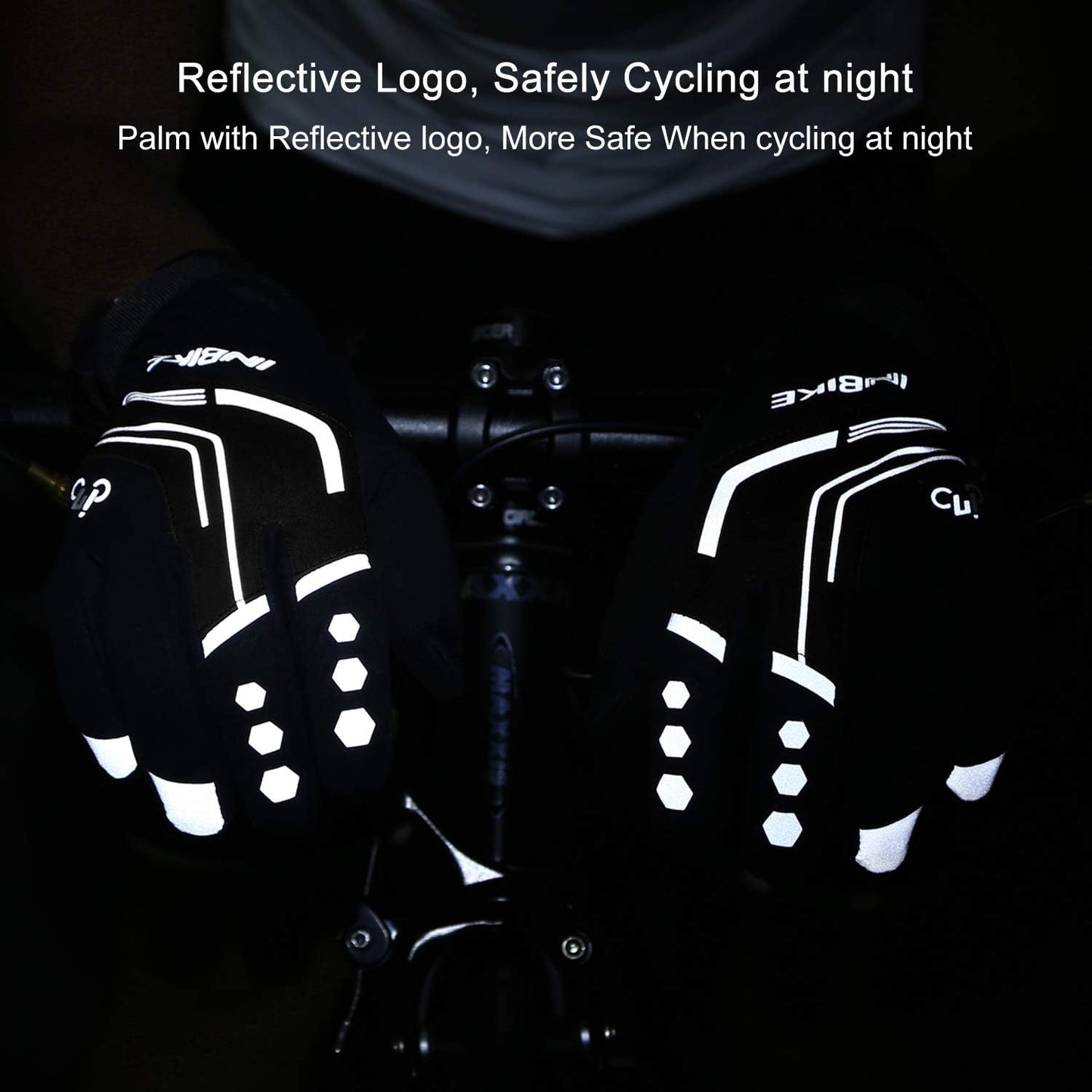 INBIKE Cycling Gloves for Men Winter Windproof Reflective Thermal Gel Pads Touch Screen