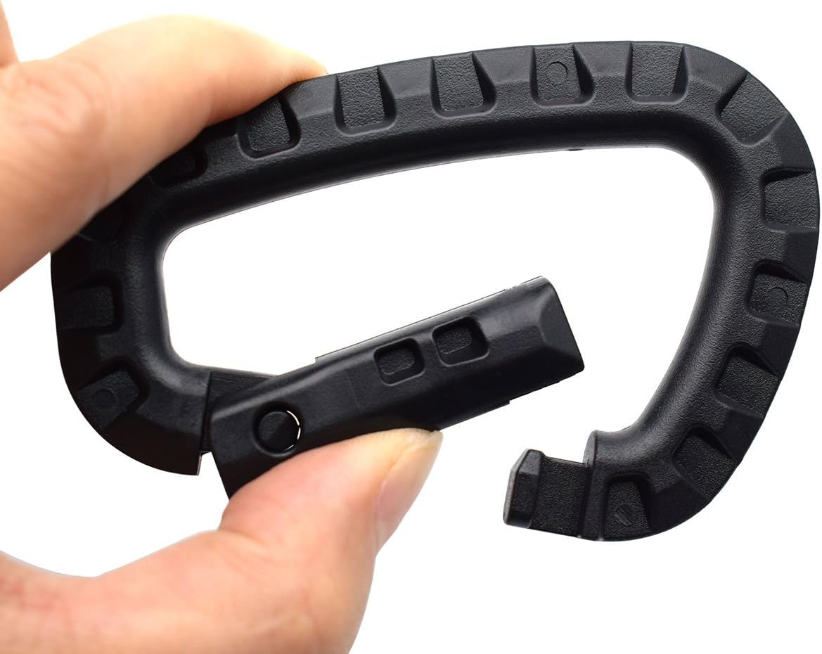 6 pcs Tactical Clip D Shape High Spring Strength Plastic Buckle EDC Tool for Molle Bag Backpack/Keychain