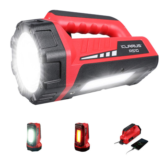 klarus RS10 Big Rechargeable Spotlight: 8000mAh Large Capacity, with Red Flood Mode, Flashlight Lantern Combo, Waterproof Heavy Duty LED Light for Camping, Power Outages and Emergencies