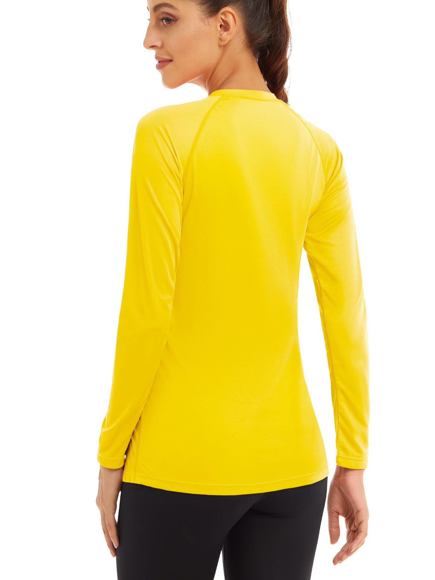 MAGCOMSEN Long Sleeve Shirts for Women Athletic Shirts Women T Shirts for Women Workout Shirts for Women Running Shirts Women Hiking T Shirts Yellow
