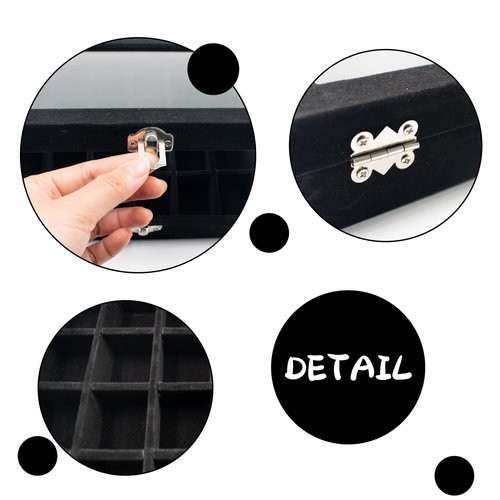 QoTang 24 Slots Championship Ring Display Case, Sports Baseball Ring Display Case Box Flannel Baseball Ring Holder for Multiple Rings Championship Ring Box for Ring Display Sports Fan Souvenirs