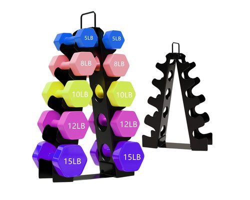 okugafit Dumbbell Rack Stand Only, 5 Tier Compact A-Frame Dumbbell Rack with Upgraded Handle