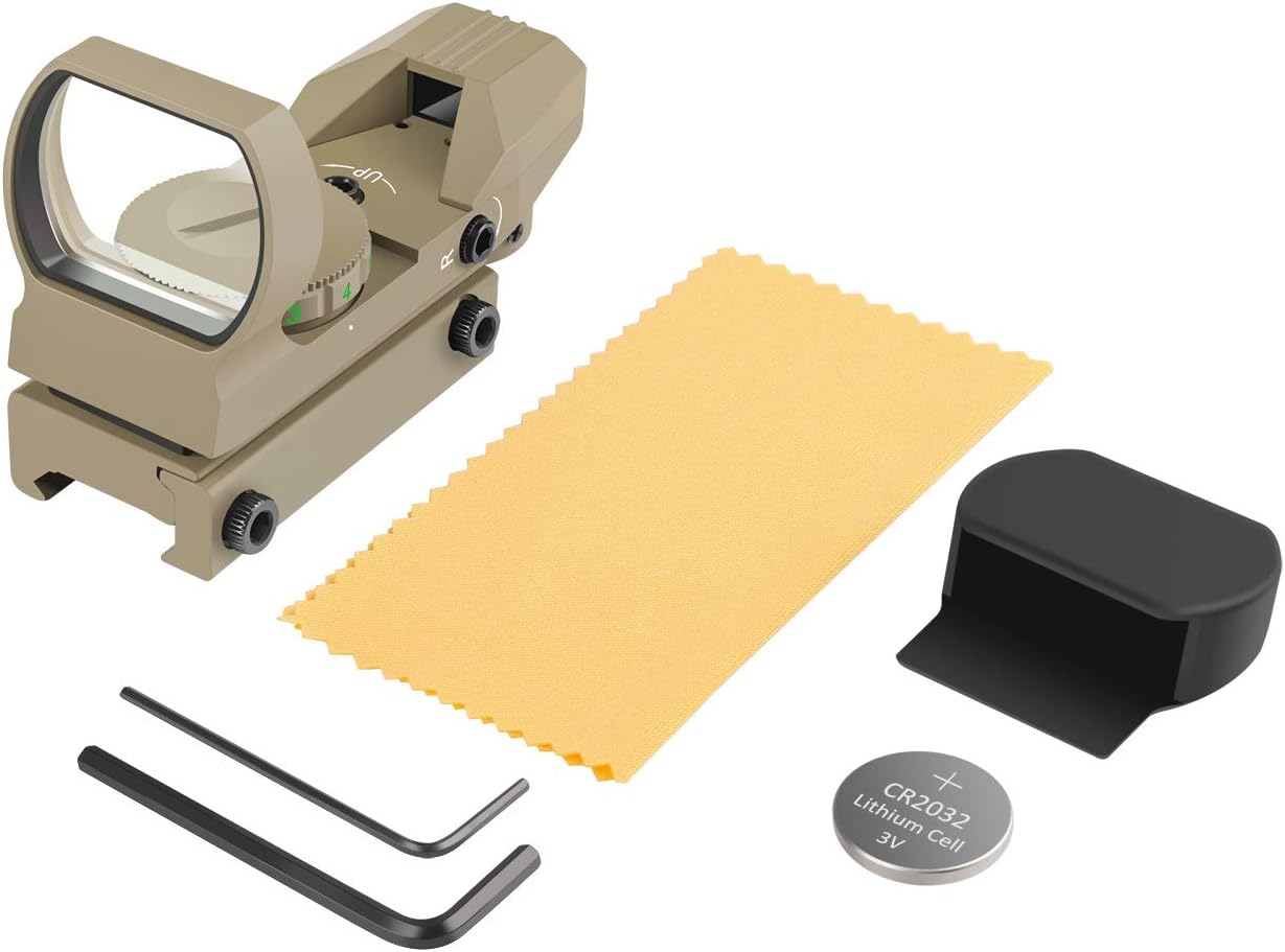 Feyachi Reflex Sight - Adjustable Reticle (4 Styles) Both Red and Green in one Sight!