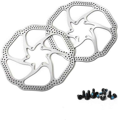180mm Stainless Steel Mountain Bike Brake Disc Rotors - 2pcs Set with 12 Bolts