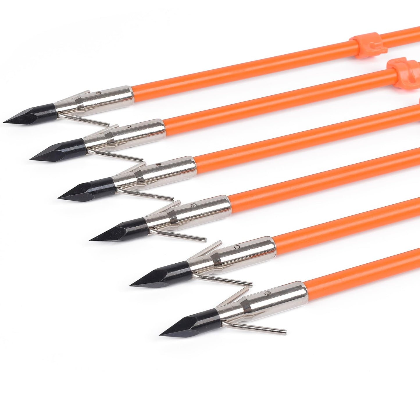 GPP 32 inches Bowfishing Arrows Fish Hunting Solid Fiberglass Shaft with Broadheads and Safty Slides for All Bows Fishing Huntings,6 PCS