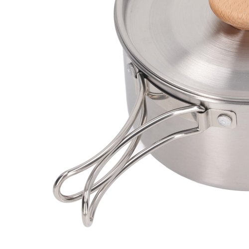 Syrisora Pot and Pan Set Cooking Pot Set 304 Stainless Steel Portable Camping Cookware Mess Kit with Storage Bag for Hiking Backpacking