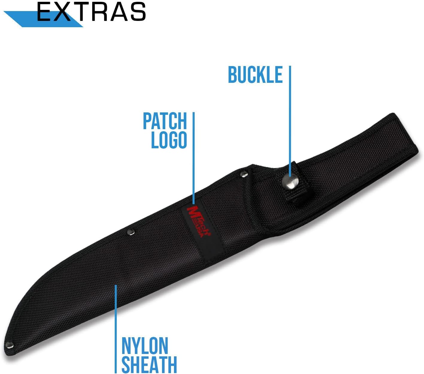 MTech USA – Fixed Blade Knife – Black Stainless Steel Blade with Black Carved G10 Handle, Full Tang, Includes 1680D Nylon Sheath - Hunting, Camping, Survival, Tactical, EDC – MT-20-39