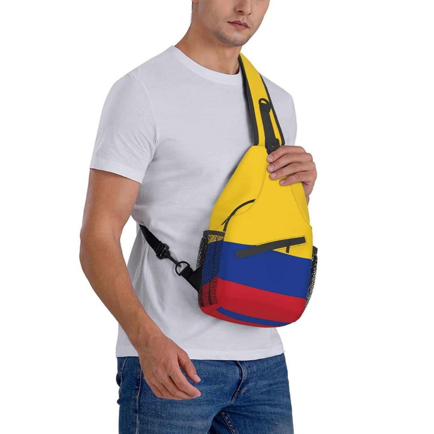ASYG Colombia Flag Sling Bag Crossbody Backpack Colombian Travel Hiking Daypack Shoulder Chest Bag for Women Men