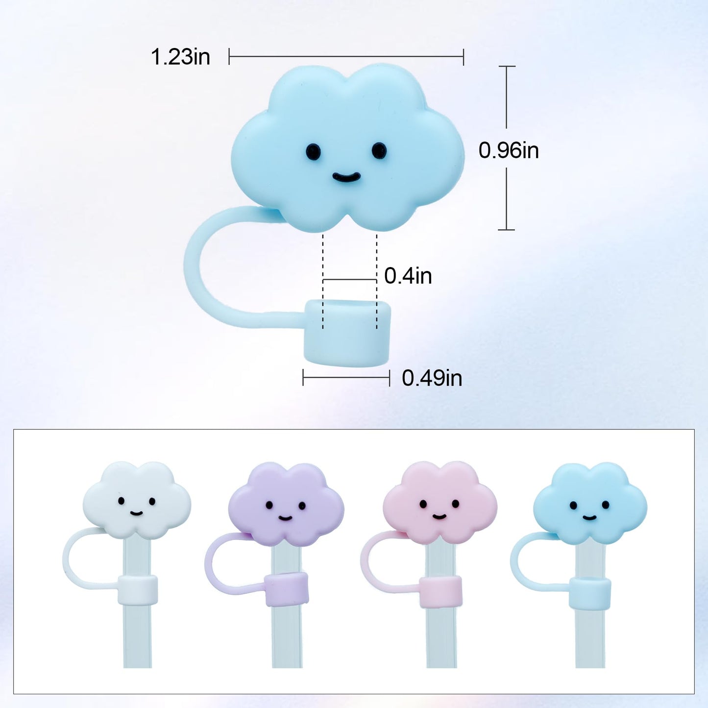 Jahao 4 Pcs Straw Cover Cap for Stanley Cup Cute Silicone Straw Topper for 40 oz 30 oz or 20 Oz Water Bottle Tumbler Dust-Proof Drinking Straw Reusable Straw Tips Lids, 0.4in/10mm Diameter