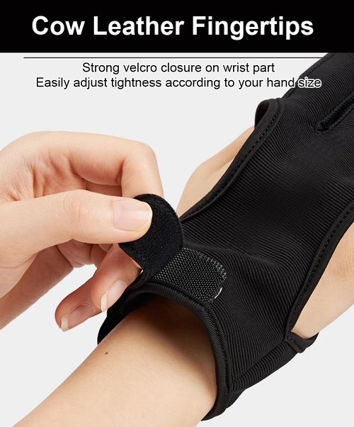SUJAYU 3 Finger Archery Glove, Leather Fingers Protector Shooting Gloves Archery Protective Gloves, Archery Gloves Men Women, Genesis Bow Glove Archery Accessories (Medium)