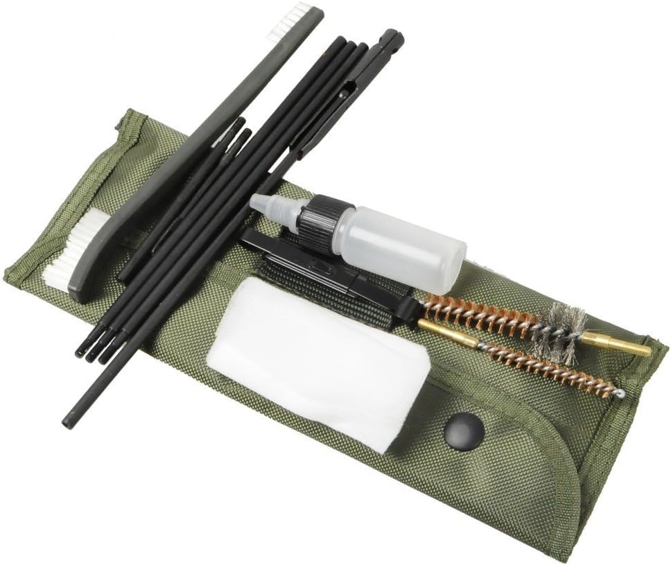 Rifle Gun Cleaning Kit Set Shotgun Cleaner Brush Rod Maintenance for .22cal .223 556 Caliber with Durable Pouch Accessories