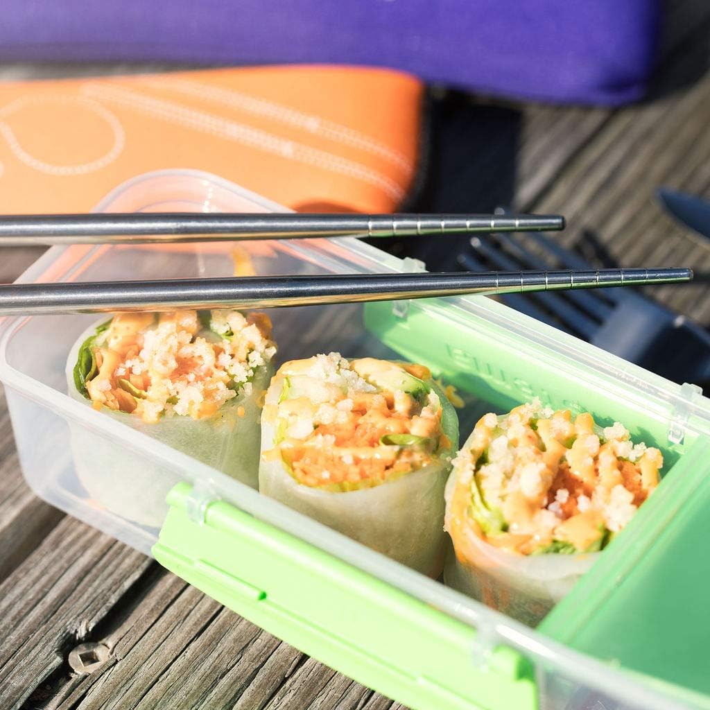 Reusable Travel Utensils with Case | Fork and Spoon Set with Knife and Optional Straws Great Office, Travel, or Camping Accessories | Lightweight, Sturdy Utensils