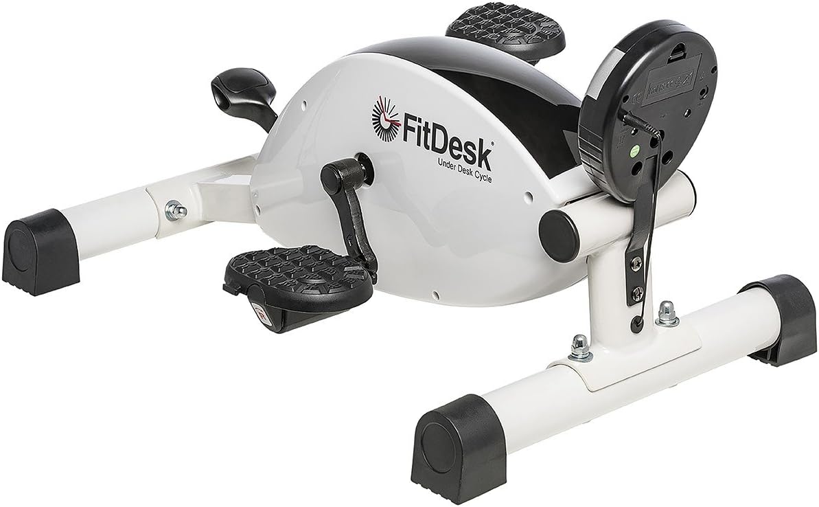 FitDesk Under Desk Bike Exercise Machine, Compact Magnetic Pedal Exerciser, Mini Elliptical, Quiet Seated Cardio Trainer for Home Office Workouts, Adjustable Resistance Bike for Desk Fitness