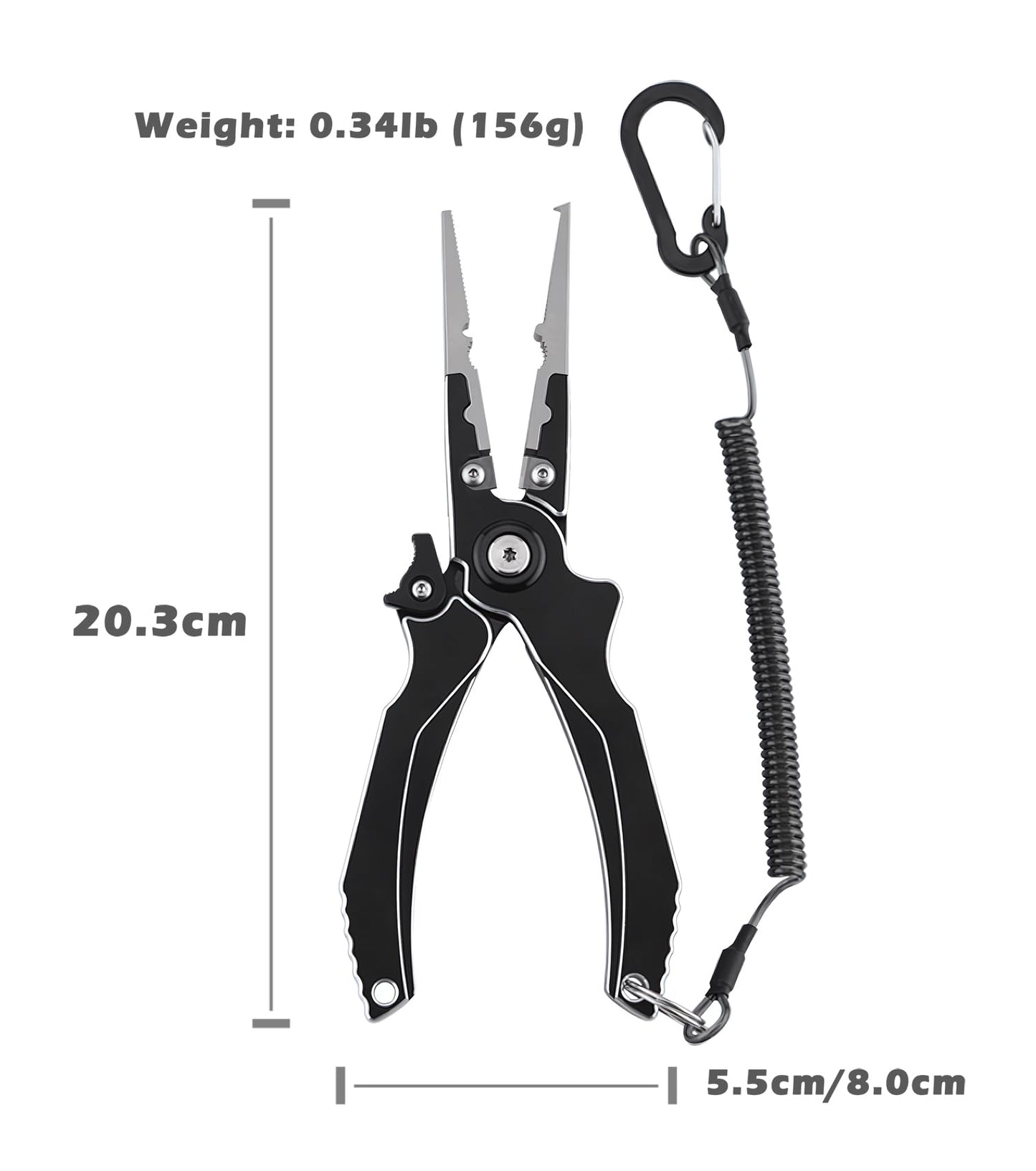 Aluminum Alloy Fishing Pliers, Corrosion Resistant,Multifunctional Hook Remover with 2 Sheaths,Safety Lock, Fishing Line Cutting,Tungsten Carbide Cutters, 8 Inch Lightweight Fishing Tool