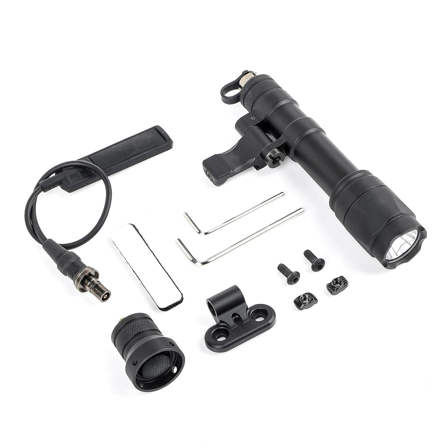 GLECTICAL 800 Lumens Tactical Flashlight with Replaceable Rotating Base, Momentary/Constant-on, Fit for 20mm Picatinny & Mlok/Keymod Rail,with Remote Pressure Switch