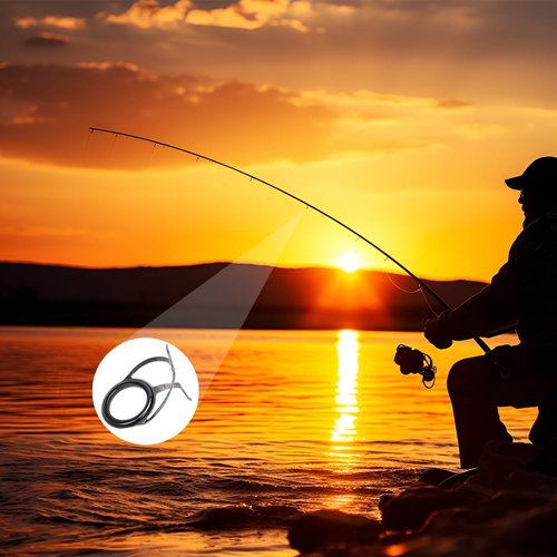 Mwrenqei 8 PCS Fishing Rod Tip Repair Kit Double Leg Fishing Rod Guides Eyes Stainless Steel Ceramic Ring Rod Tip Guide for Fishing Pole Eyelets Replacement kit