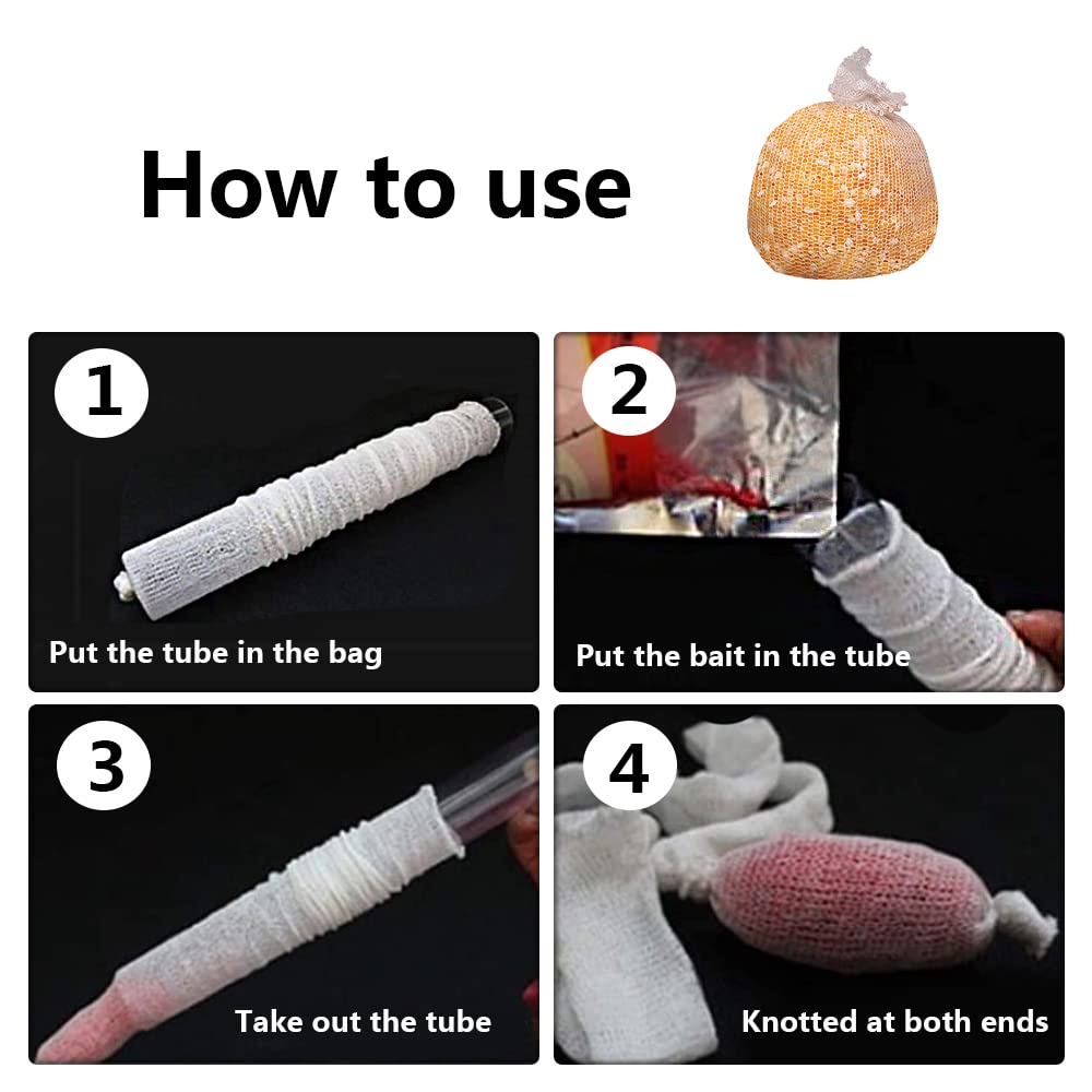 2 Pcs 25mm PVA Carp Fishing Meshs Refill Bait Bags Stocking Rigs Water Soluble Bait Wrap Bags for Carp Bait