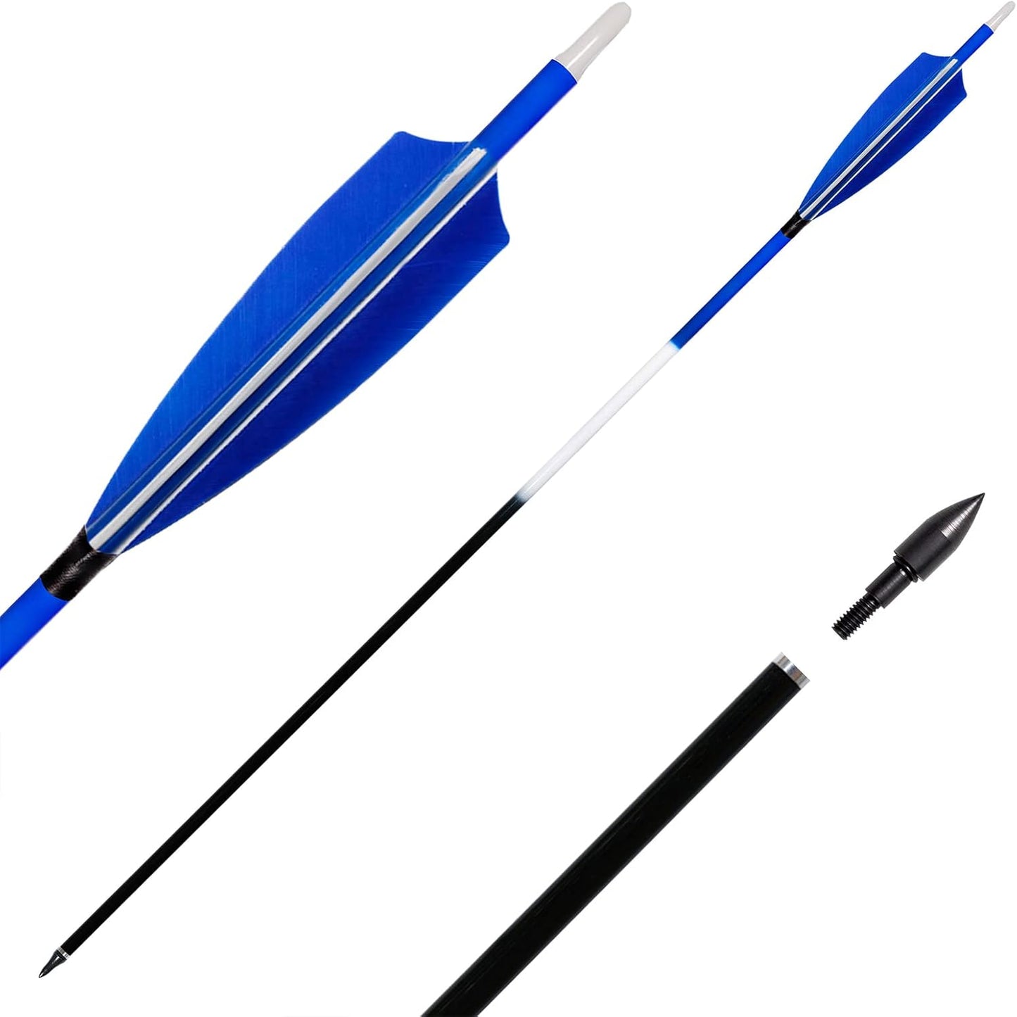 31Inch Carbon Arrows, Targeting Practice Hunting Arrow, Turkey Feather Fletching Arrow, with Removable Tips and nocks for Recurve & Compound Bow