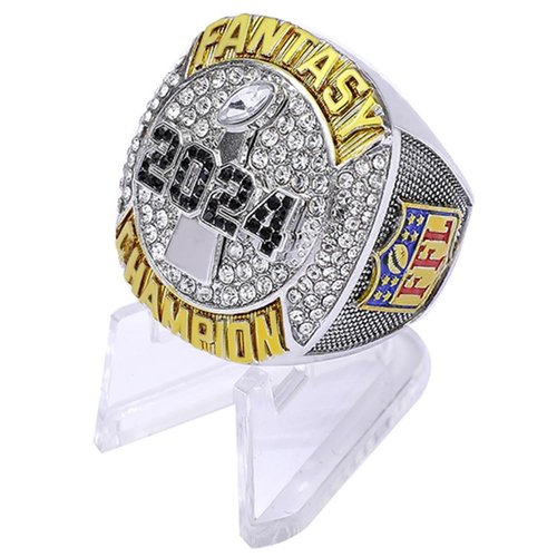 guancrown 2024 Fantasy Football Championship Trophy Ring Award Prize Sports Winner FFL Champion Ring (size 11, ring and stand)
