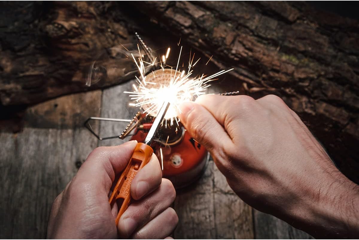 EXOTAC - polySTRIKER Lightweight Ferrocerium Fire Starter with Snap-in Striker for Emergency Kits, Campfires, Hiking, and Survival Supplies