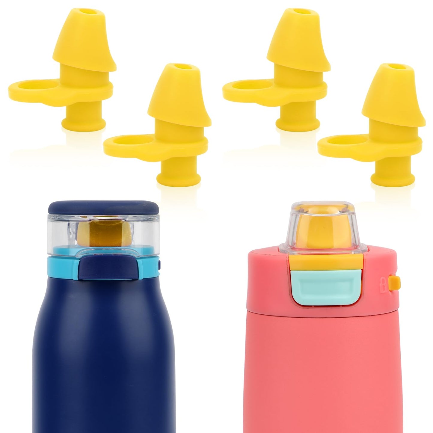 4pcs Bite Valve Replacement for Ello Emma 14oz Kids Water Bottle, Silicone No BPA Water Bottle Spout Replacement Compatible with Ello Kids Colby 12oz Water Bottle (Yellow)