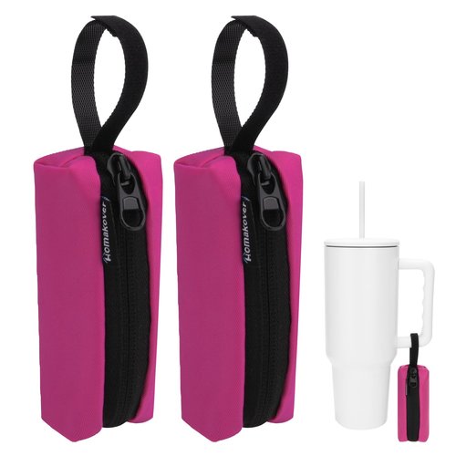 Water Bottle Chapstick Keychain Holder, Balm Sleeve Pouch Keychain Holder 2 in 1 Holder Fits for Stanley Tumbler Cup or Mug Cup (Hot pink, 1)