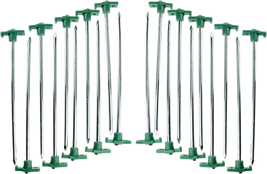 SE Heavy-Duty Metal Tent Pegs Stake Set - 20-Pack, 10.5" Galvanized Steel Pegs for Secure Anchoring in Various Terrains - 9NRC10-20