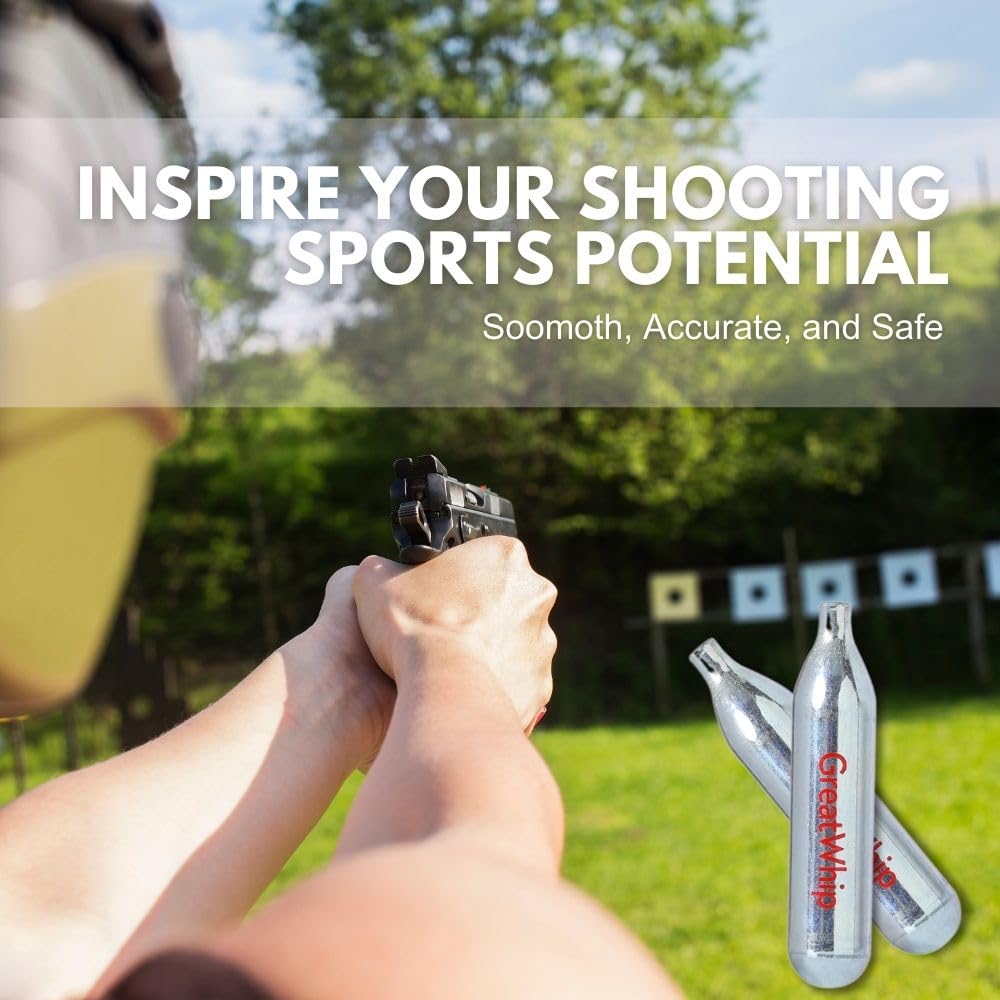 GreatWhip 25 x 12g CO2 Cartridges Non-Threaded Compatible to CO2 BB Gun, Air Gun, Airsoft Gun, Air Pistol, Air Rifle (25 Count)