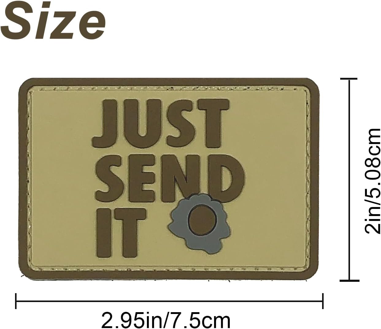 Just Send It Sniper Rubber Tactical Patch 2.95x2 inches with Hook Fastener Back for Hats Caps Clothing Vests Bags Backpacks (Tan)
