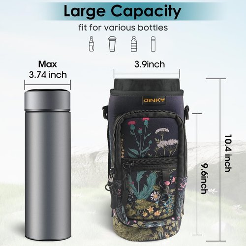 DINKY Water Bottle Carrier Bag, Water Bottle Carrier Holder with Adjustable Shoulder Strap, Sling Neoprene Water Bottle Pouch Sleeve for Hiking, Camping and Fishing, Compatible with 32 oz 40 oz