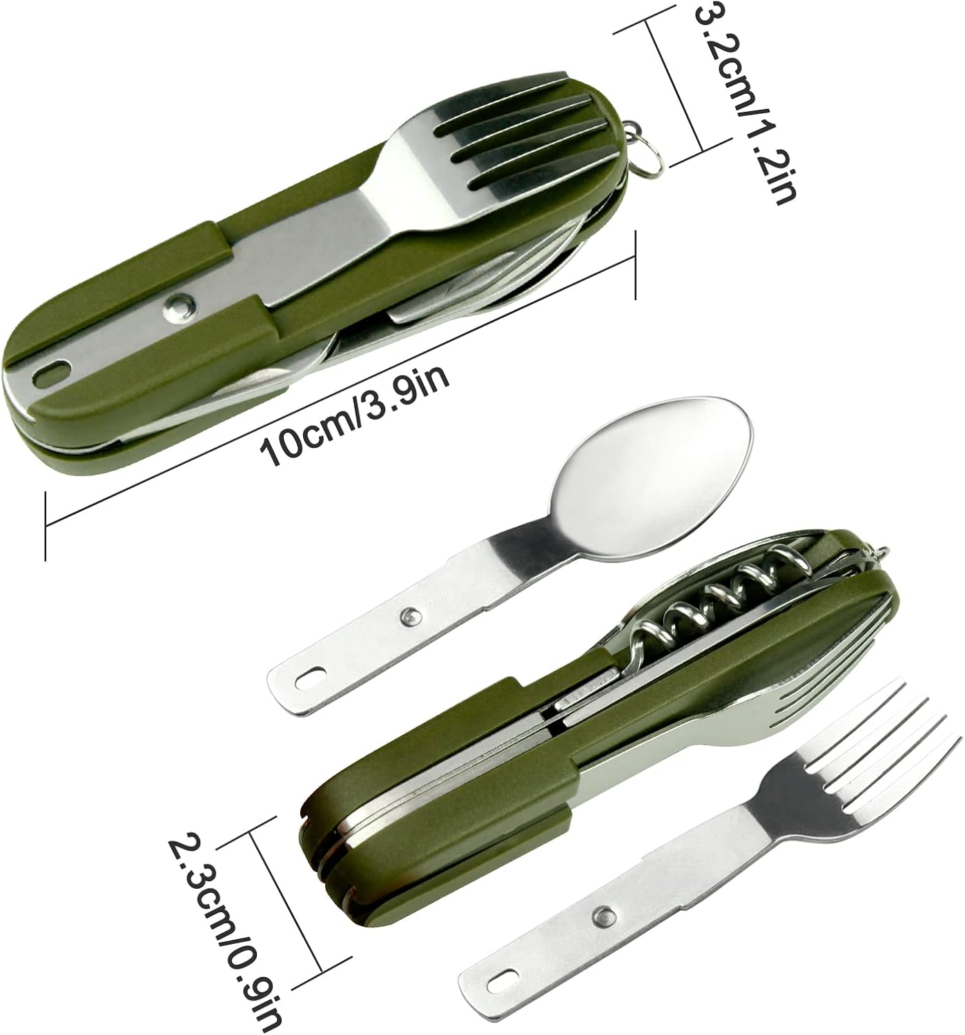 7-in-1 Camping Utensils - Portable Stainless Steel Camping Fork Spoon Knife Set for Hiking, Picnics Outdoor Enthusiasts, and Travel - Essential Survival Utensil Tool Kit