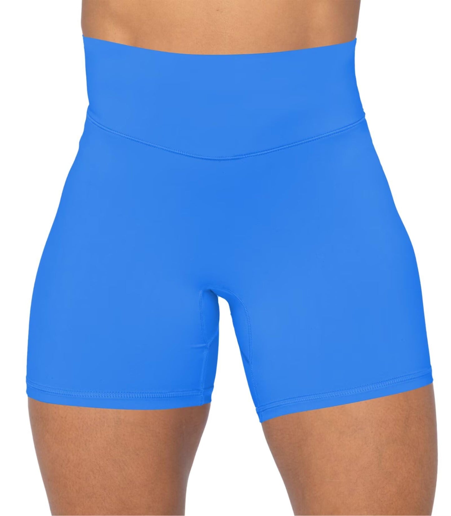 Sunzel 5" High Waist Biker Shorts for Women No Front Seam Soft Yoga Workout Gym Bike Shorts Tummy Control Squat Proof Blue