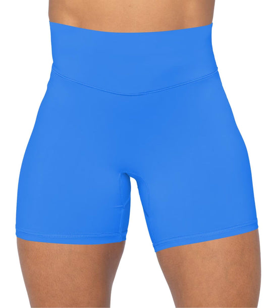 Sunzel 5" High Waist Biker Shorts for Women No Front Seam Soft Yoga Workout Gym Bike Shorts Tummy Control Squat Proof Blue