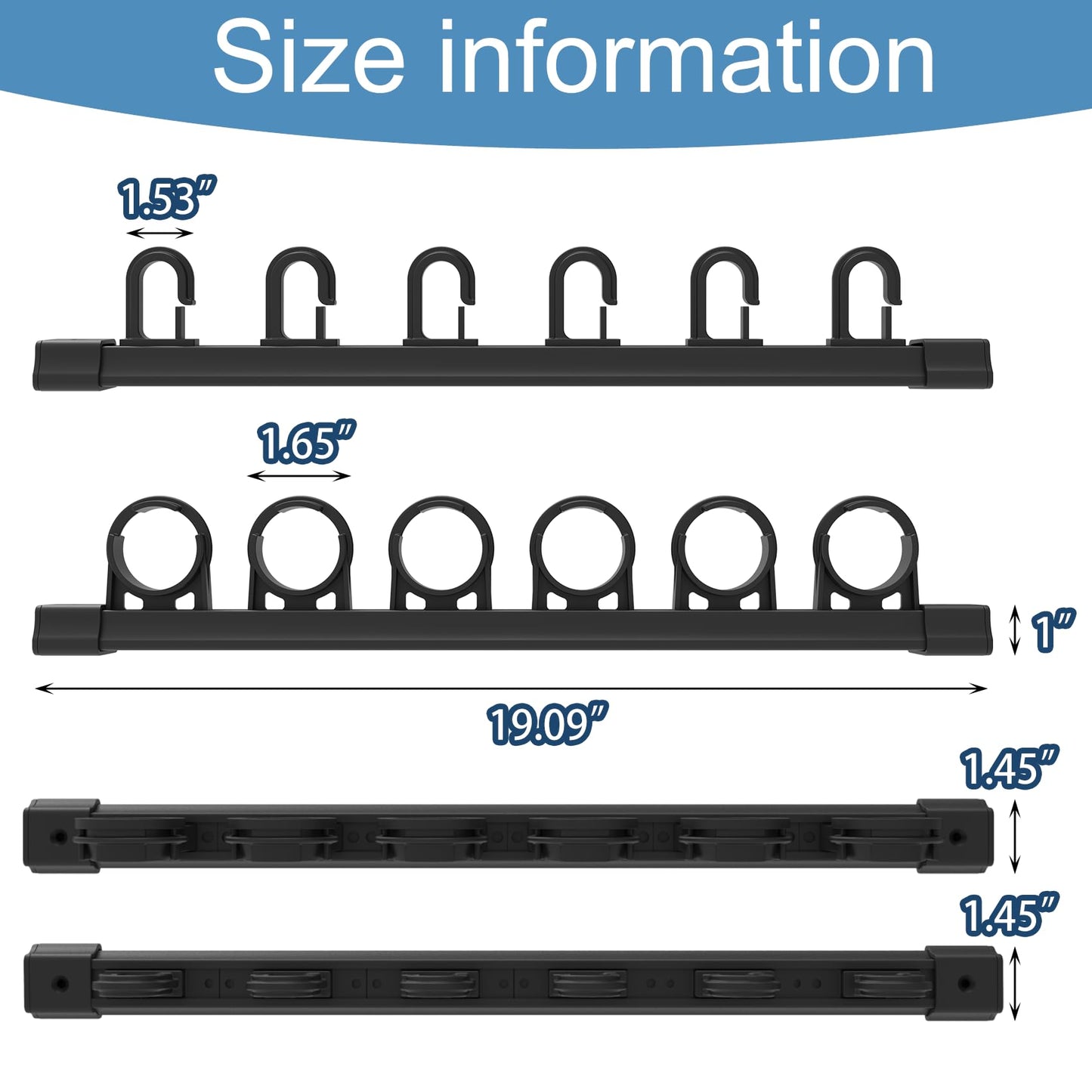 Aventik Fishing Rod Holder for Garage, Ceiling, Wall Mounted Fishing Rod Rack 6 Fishing Pole Storage Vertical/Horizontal Garage Slide Fishing Pole Rack