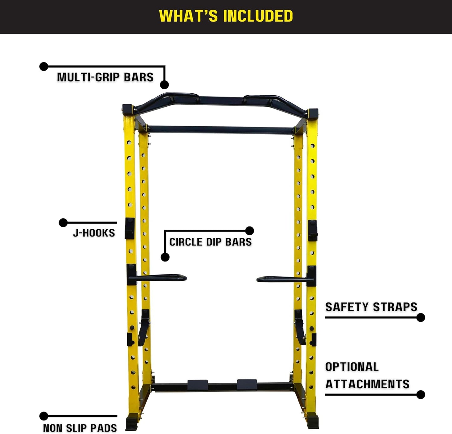 HulkFit Multi-Functional Adjustable Pro Series Power Rack Power Cage Exercise Equipment for Home Gym with Squat Rack Attachments and Accessories - Bench Press, Squats, and Deadlifts - Multicolor