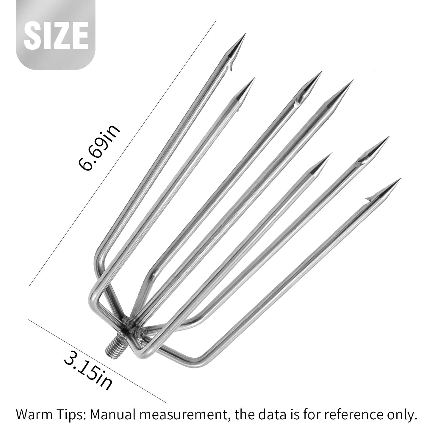 EATAKWARD 7-Prong Fishing Harpoon, Stainless Steel Fishing Spear Gig Gaff Fork Hook with 8mm Screw, for Catching Fishes Frogs in Pond River Lake etc. Capable for Fishing Pole