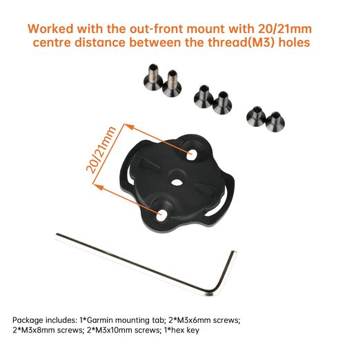 Ravemen AGM02 Mounting Tab Accessory for FR160 Compatible with Front Mounts with 20/21 mm Hole Distance Bryton Bike Mounts