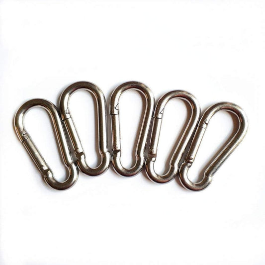 Set of 5-2 Inch 304 Stainless Steel Silver Spring Hook Buckle,Clip Carabiner,Key Chain, Snap, Link, Keyring,Dog Chain Belt Buckle