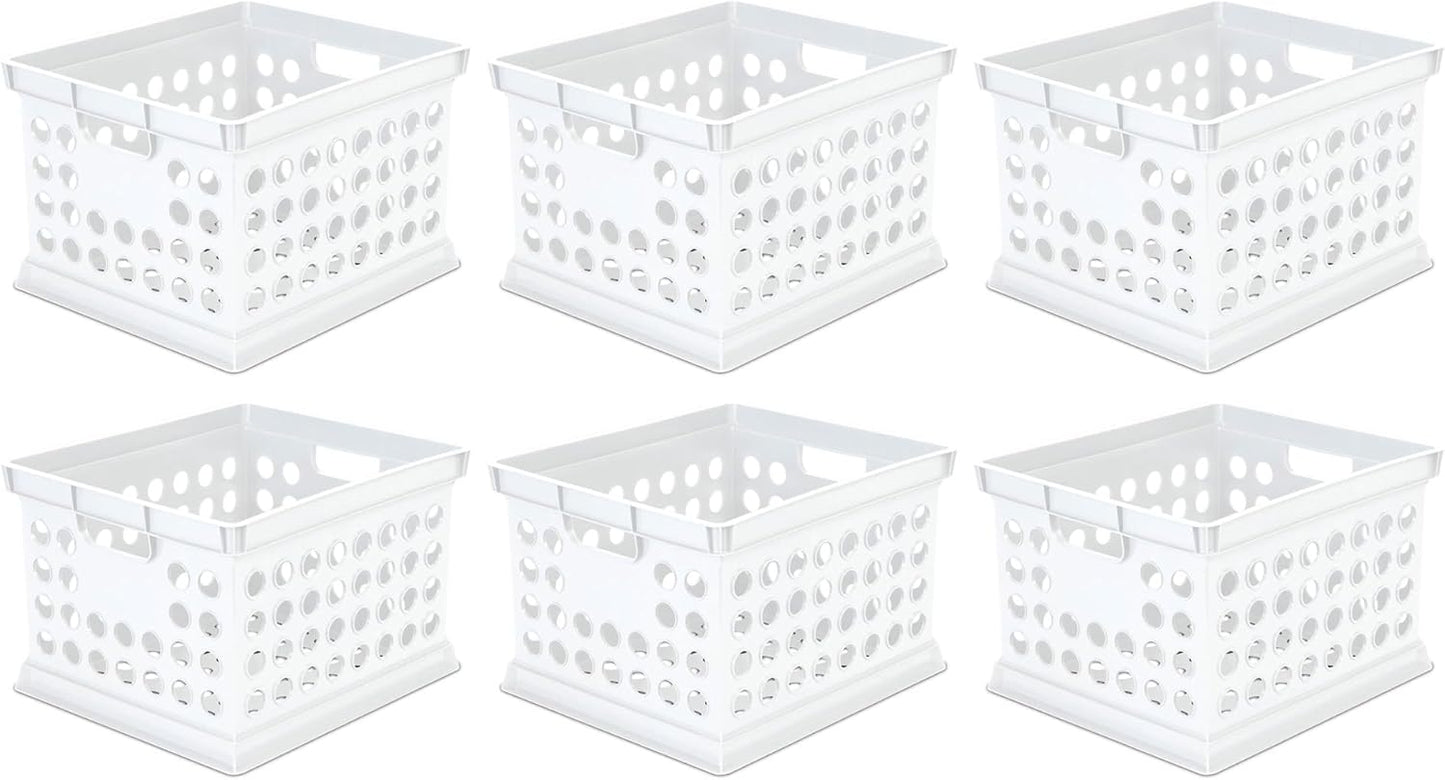 Sterilite Stackable Plastic Storage Crate Bin Organizer File Box with Handles for Home, Office, Dorm, Garage, or Utility Organization, Black, 6-Pack