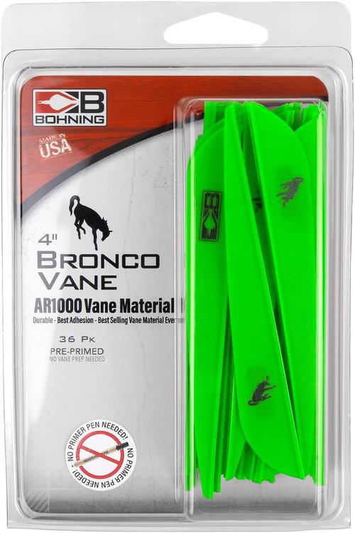 Bohning 4" Bronco Vanes, Neon Green, 36pk