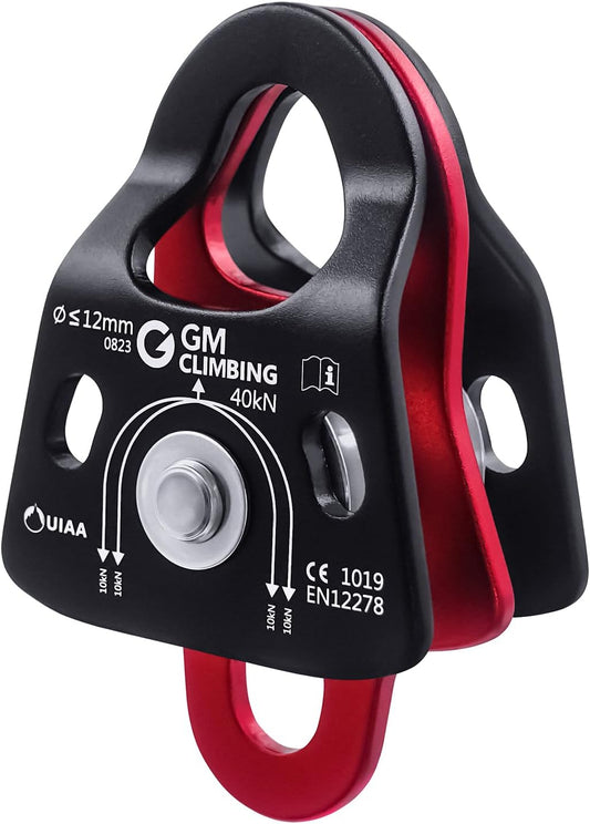 GM CLIMBING 40kN Micro Double Pulley Prusik Minding Ball Bearing UIAA CE for Progress Capture System Rigging Hauling Rescue Arborist Tree Climbing