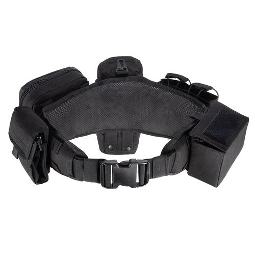 YAKEDA MolleTactical Belt for men-Battle Belt Duty Belt Law Enforcement Utility Belt Police Belt Set 5 PCS (Black)