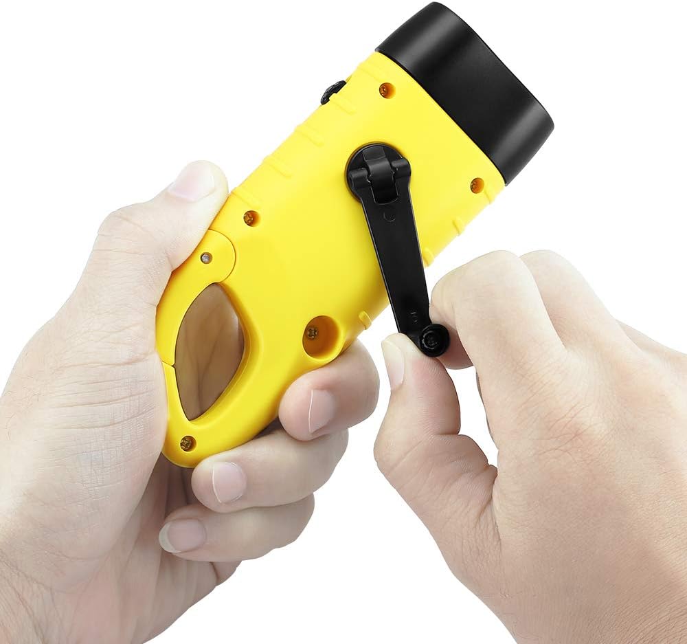 Simpeak 2-Pack Hand Crank Solar Powered LED Flashlight, Emergency Survival Flashlight Torch for Outdoor Sports, Green