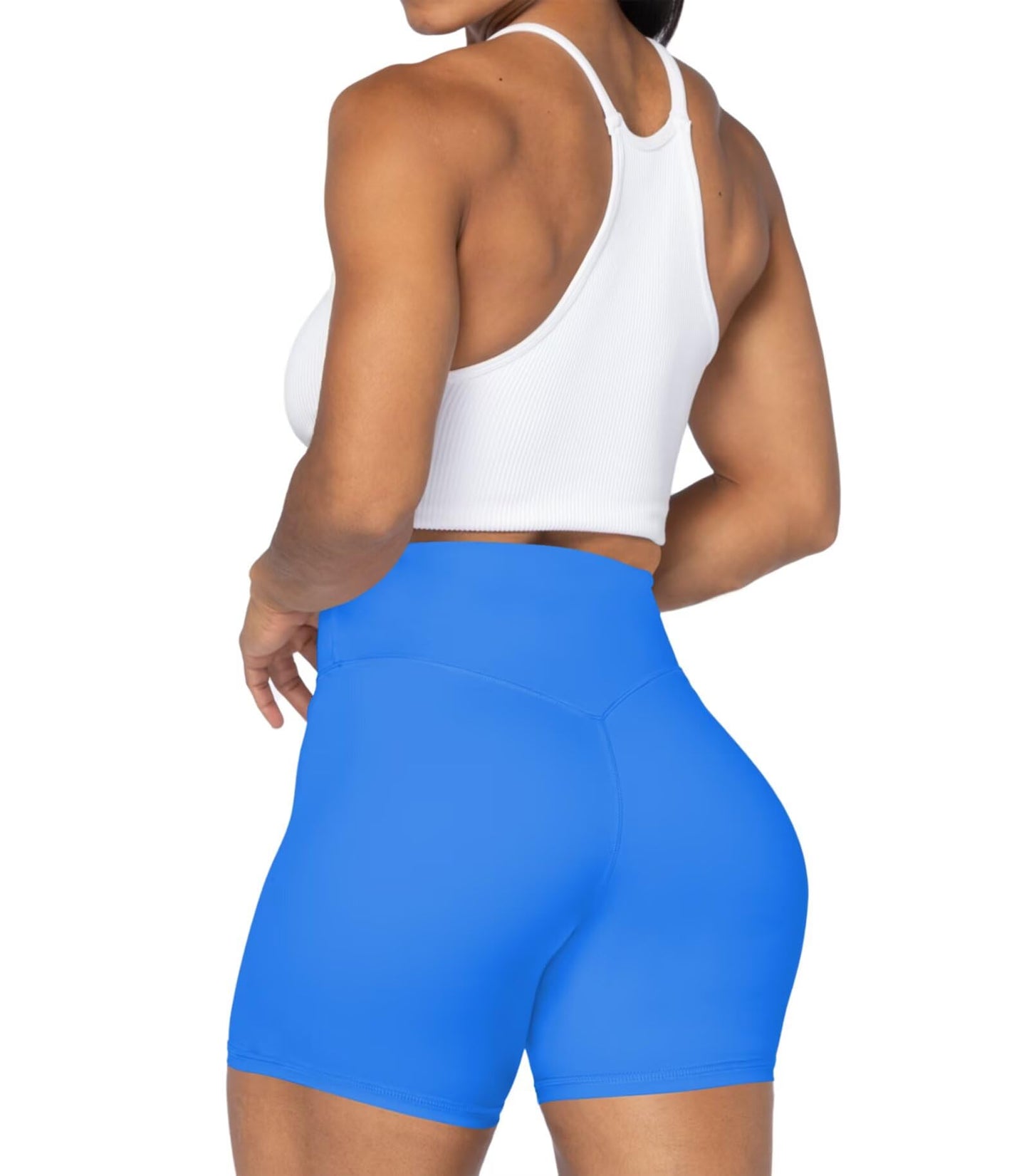 Sunzel 5" High Waist Biker Shorts for Women No Front Seam Soft Yoga Workout Gym Bike Shorts Tummy Control Squat Proof Blue