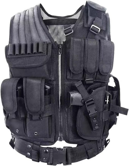 YAKEDA Tactical Outdoor CS Game Vest Adjustable Fit Adult (Black)