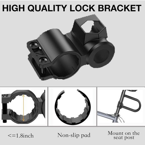 Rifarter Bike Locks Heavy Duty Anti Theft, Bicycle Lock U Lock with 5ft Security Steel Cable and Keys, 17mm Shackle Compact Bike U-Locks with Mounting Bracket for Road, Mountain Bike, Scooters