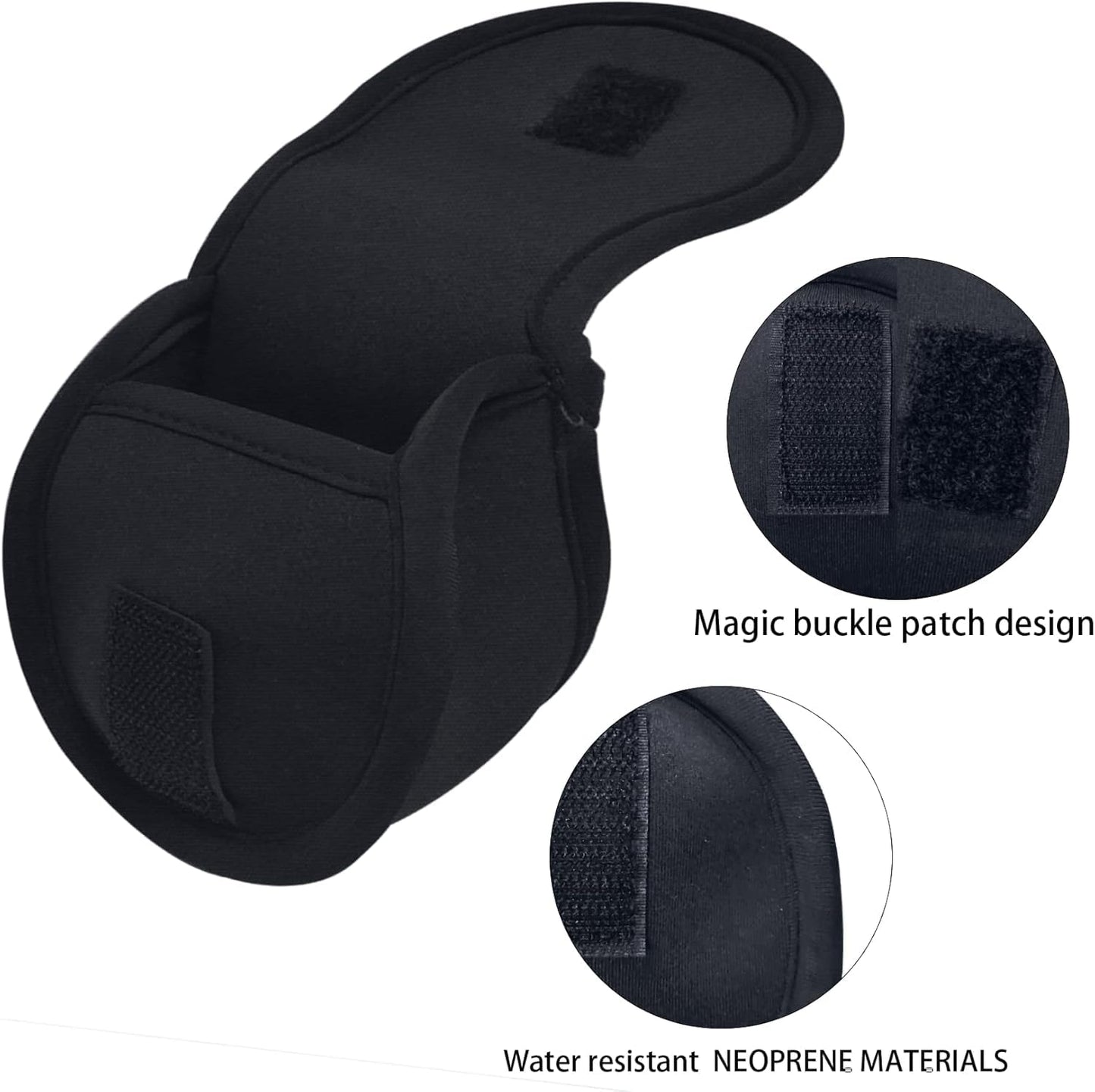 Aventik Neoprene Fly Fishing Reel Case Pouch Cover Fitting 5/6 7/8wt Fly Reel Storage (Black, 1-PACK 5/6)