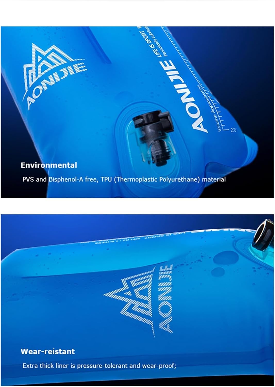 AONIJIE 1L/ 1.5L/ 2L/3L Folding Riding Running Water Bag Outdoor Mountaineering Backpack Drinking Bag (1.5L-TPU)